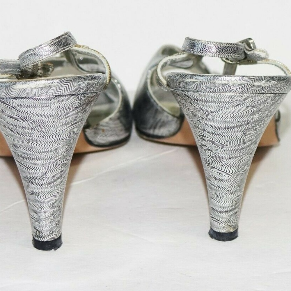 Vtg Salvatore Ferragamo Shoes High Heeled Metallic - Picture 5 of 8